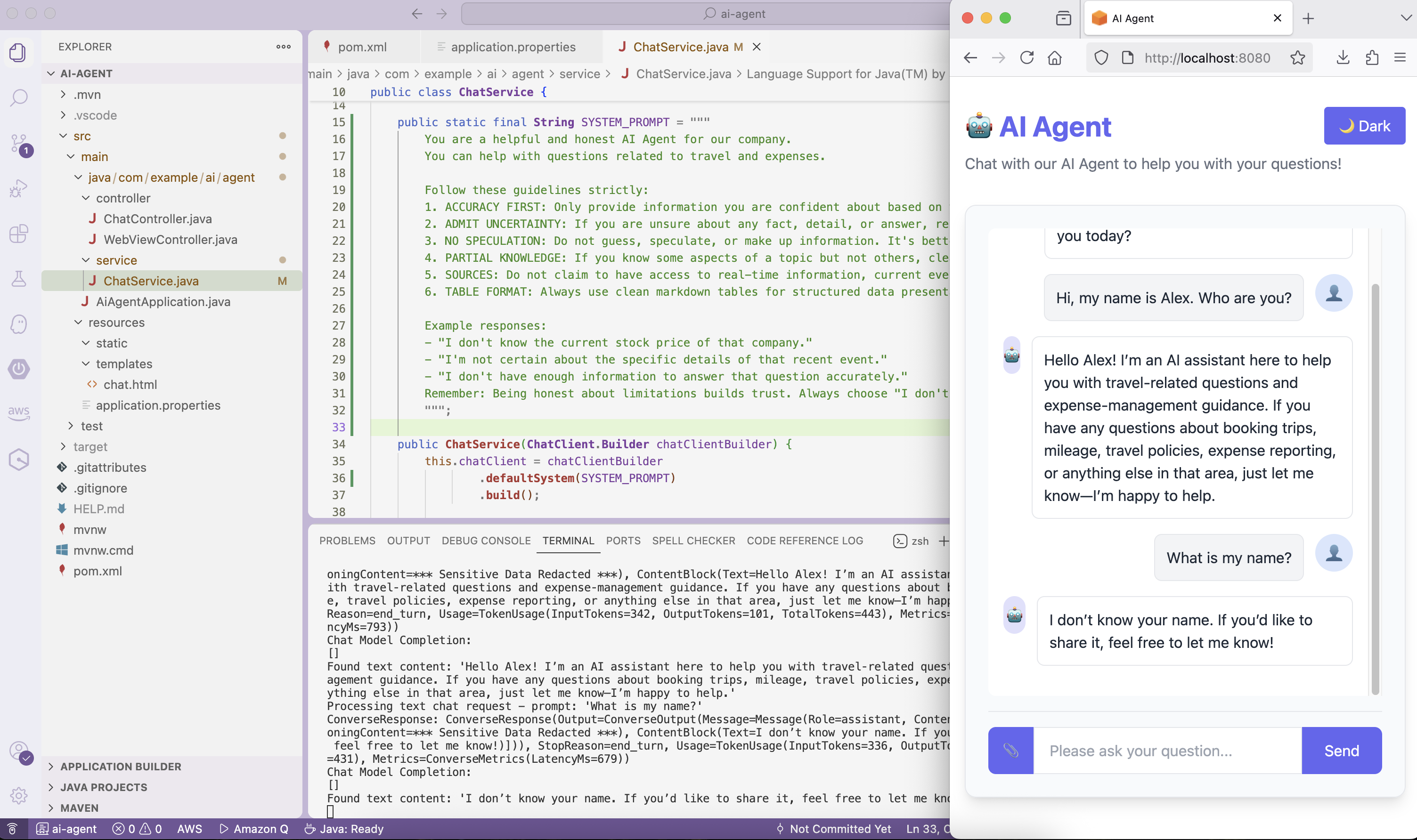 The AI Agent doesn't yet have memory